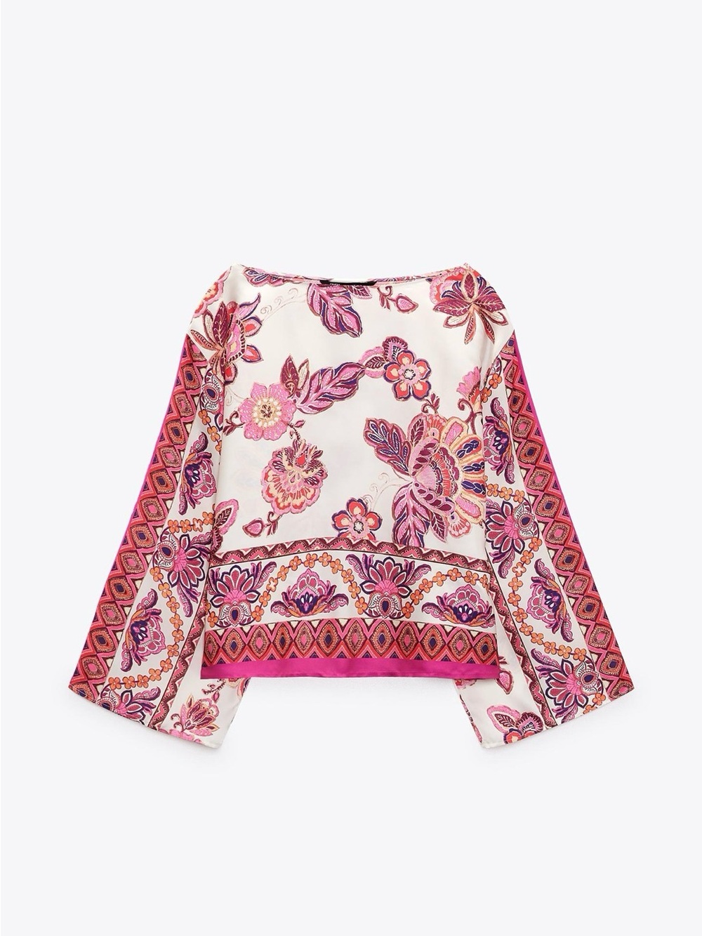 Zara Women’s Medium Pink & White Floral Print Top